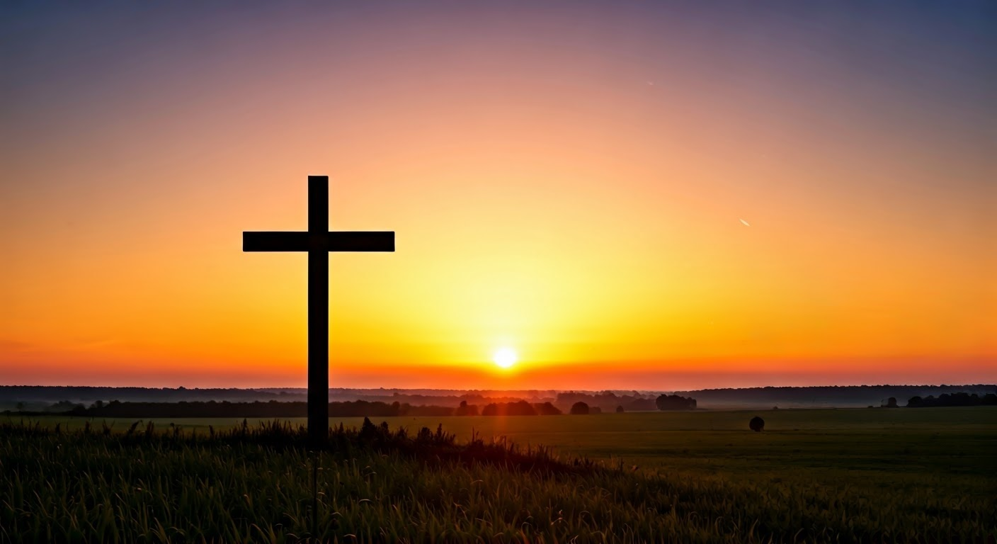 Cross at sunrise symbolizing hope