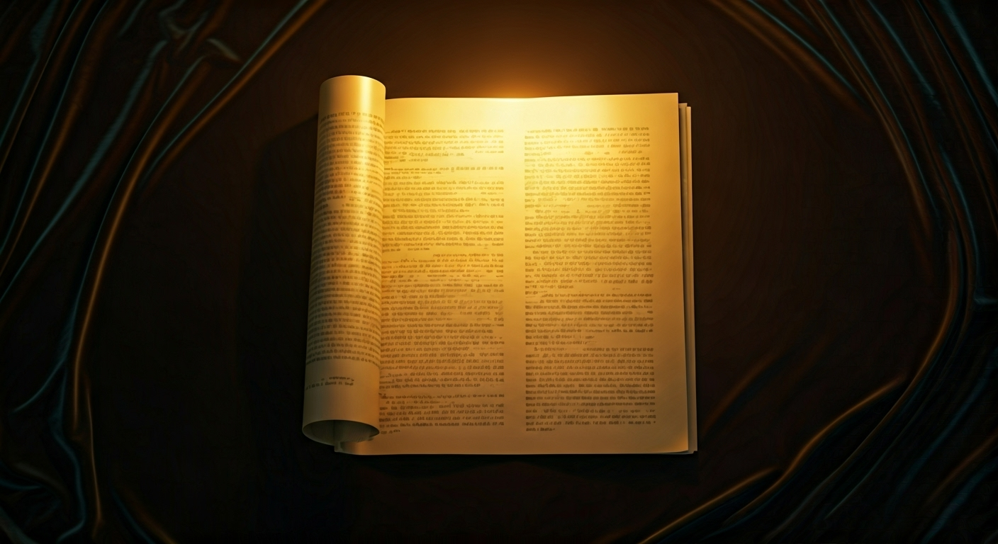 glowing golden manuscript on velvet